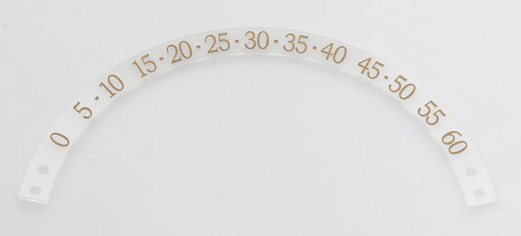 Arc transparent gradué de 0 à 60 en orange